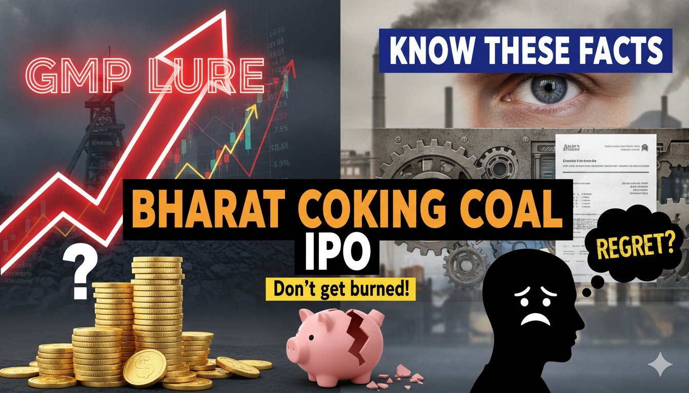 Bharat Coking Coal IPO GMP और निवेश जोखिम दर्शाती छवि