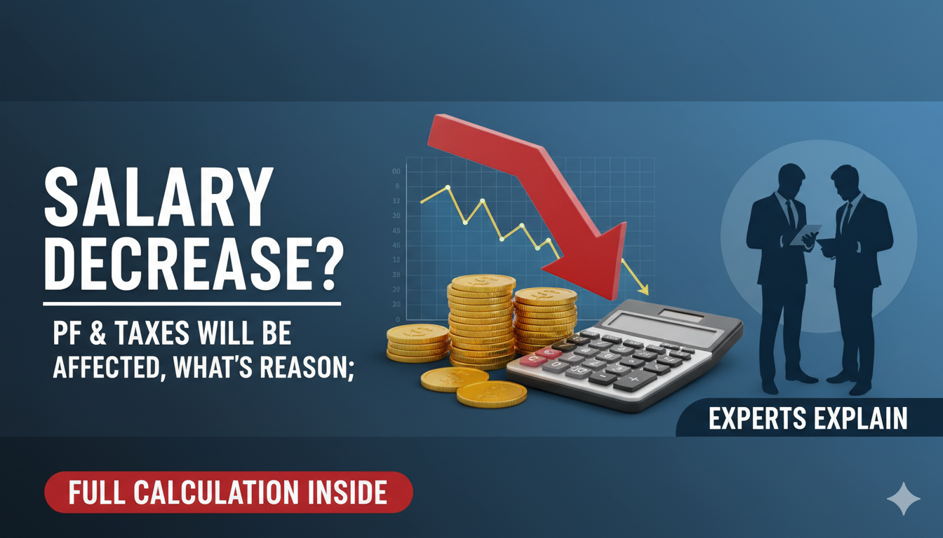 सैलरी स्लिप पर PF, ग्रेच्युटी और टैक्स कटौती दिखाता ग्राफिकल चित्र