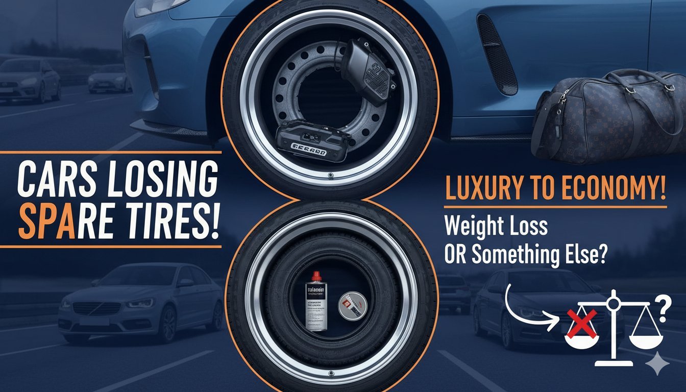 कार से गायब स्टेपनी टायर दिखाती इमेज, जहां बूट स्पेस में रिपेयर किट रखी है।