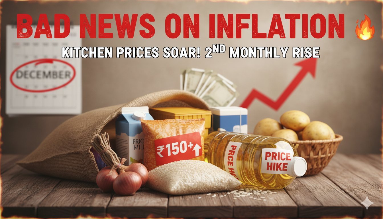 भारत में बढ़ती थोक मुद्रास्फीति दिखाती ग्राफिक छवि जिसमें सब्जियां और मूल्य टैग शामिल हैं