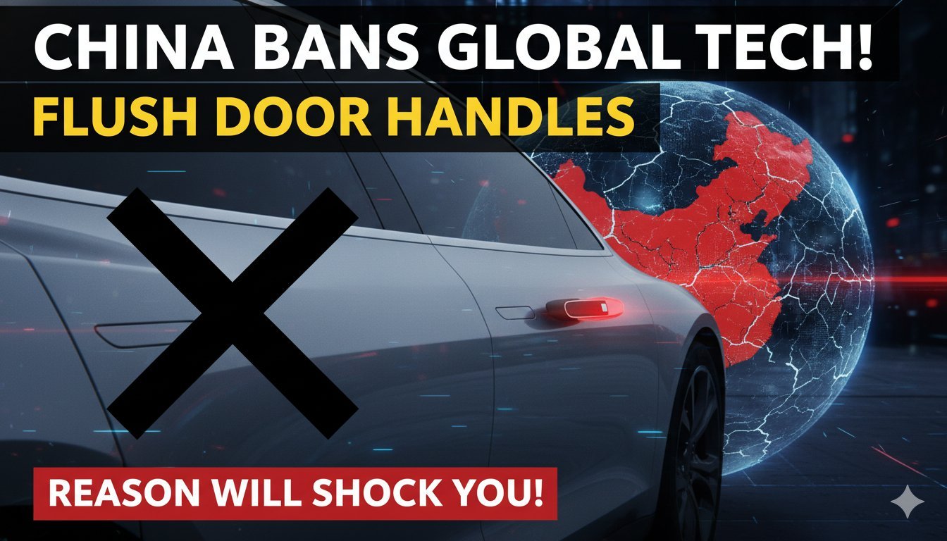 चीन में बैन हुए फ्लश-टाइप पावर्ड डोर हैंडल वाली Tesla कार की इमेज