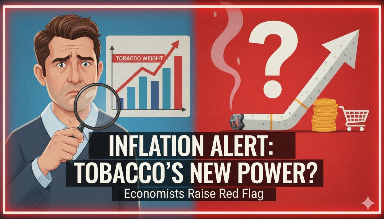 नई CPI सीरीज में तंबाकू उत्पादों का बढ़ता वेटेज दर्शाता ग्राफिक चार्ट, अर्थशास्त्रियों की चिंता के साथ