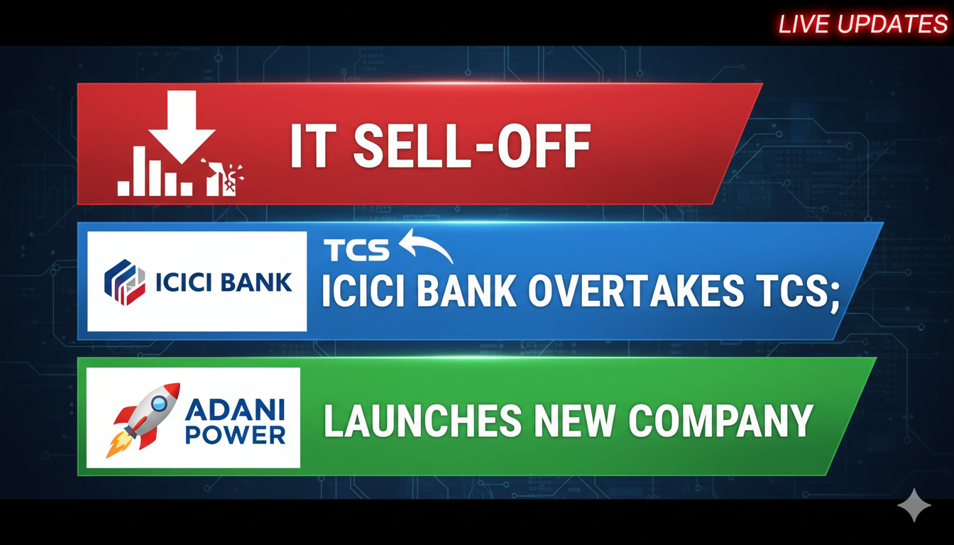 भारतीय शेयर बाजार में IT सेक्टर की गिरावट और अदाणी पावर की नई कंपनी का ग्राफिक