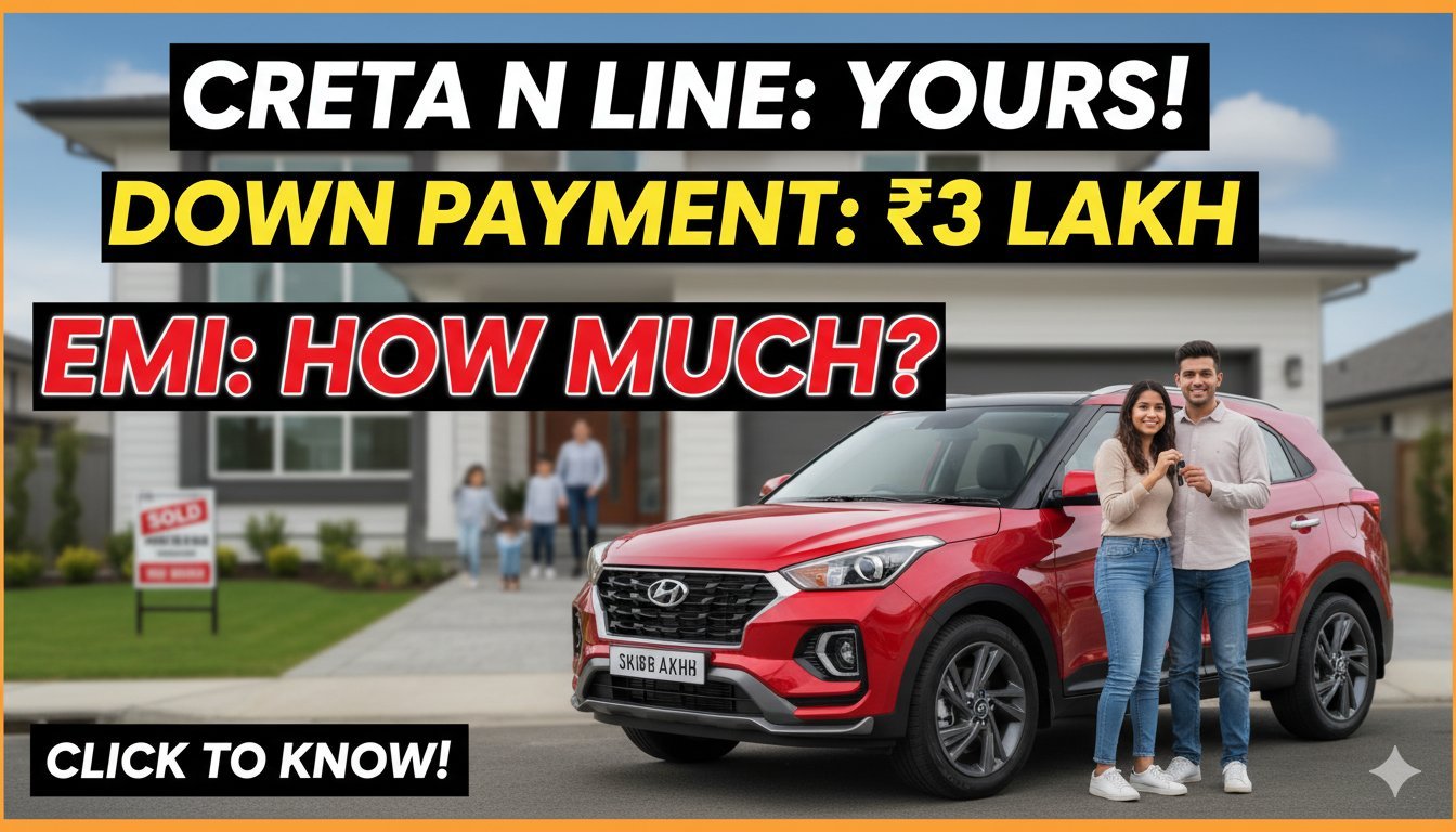 हुंडई क्रेटा एन लाइन बेस वेरिएंट N8 DCT स्पोर्टी लुक में दिखाई दे रही है, रेड ब्रेक कैलिपर्स और एन लाइन बैजिंग के साथ