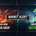 अमेरिका-ईरान युद्ध के बीच भारतीय शेयर बाजार में गिरावट और एनर्जी सेक्टर में तेजी दिखाने वाला ग्राफिक