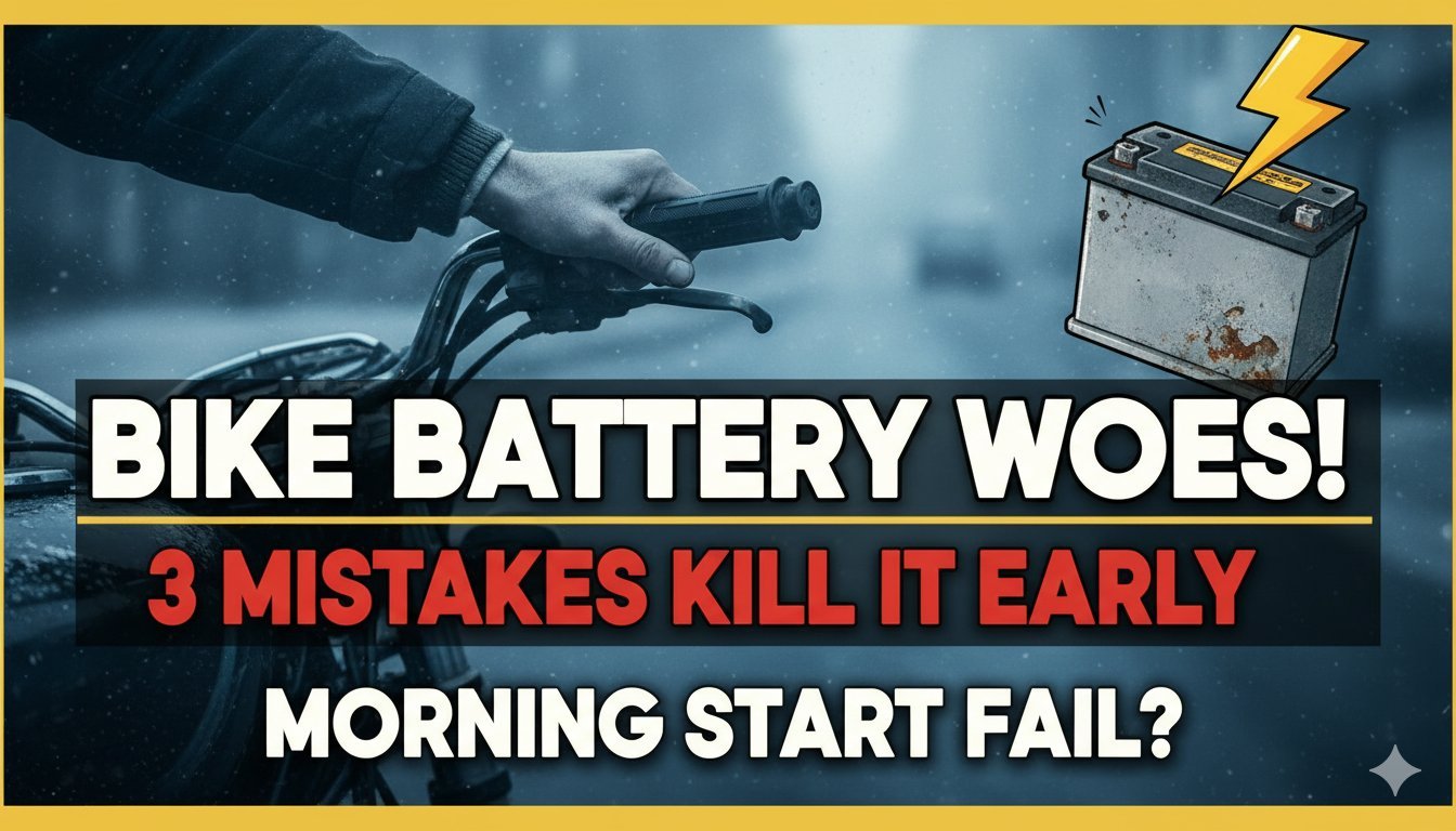 सुबह बाइक स्टार्ट न होने पर बैटरी टर्मिनल चेक करते व्यक्ति की इमेज, बैटरी टिप्स हिंदी न्यूज