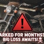 हफ्तों तक खड़ी बाइक में बैटरी, टायर और फ्यूल सिस्टम की समस्याएं दिखाती इमेज